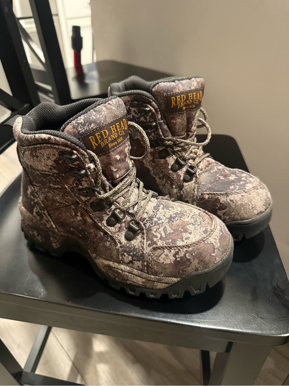 RedHead Kids Brown Camo Hiking Boots - Durable Outdoor Trail Boot